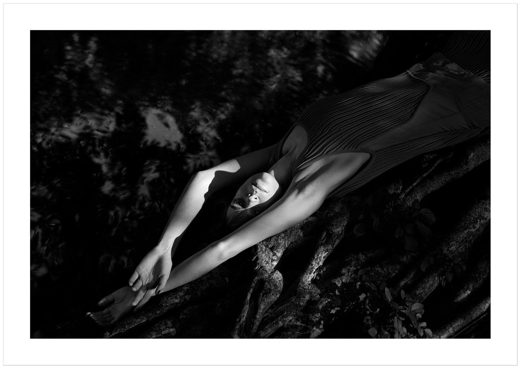 Absorbation är namnet på bilden som är svart-vit och föreställer en kvinna som ligger på ett mangrove-träd i Everglades Florida. Bilden är ett exempel på all vår fotokonst.