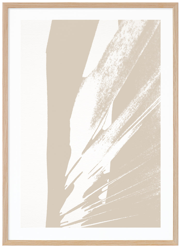 Poster av beige abstrakt illustration av vita och beiga penseldrag. Ekram.