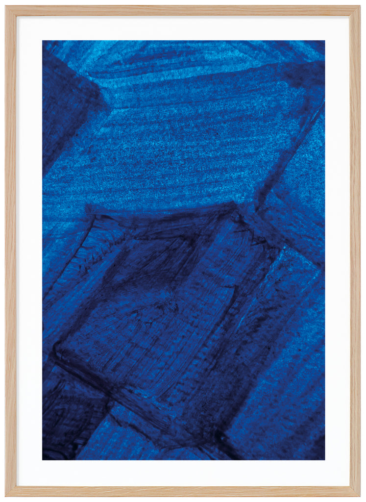 Poster av blå abstrakt akvarellmålning. Ekram.