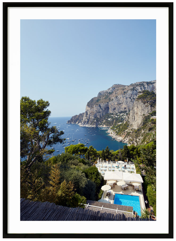 Utsikt från Villa Brunella på Capri. Svart ram