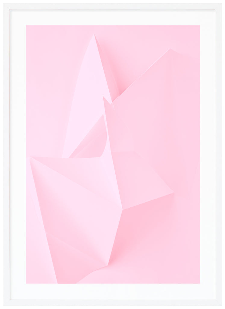 Rosa abstrakt poster. Stående format. Vit ram.