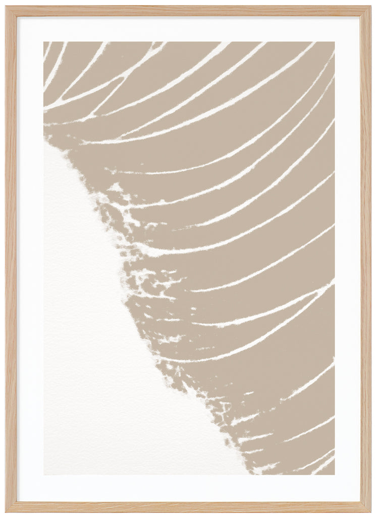 Grafiskt poster helt i beige ton. Vit bakgrund. Ekram.