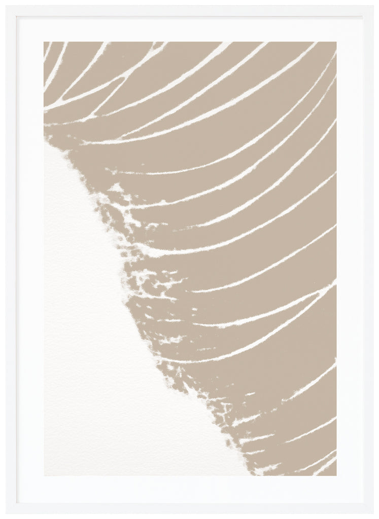 Grafiskt poster helt i beige ton. Vit bakgrund. Vit ram.