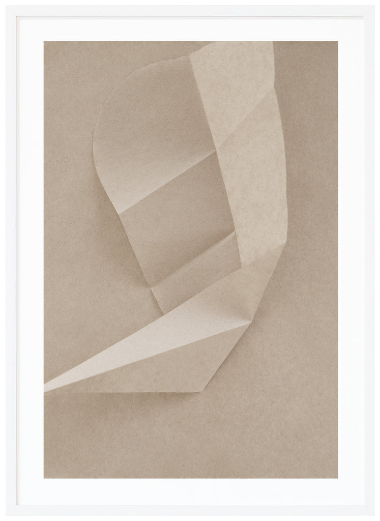 Grå/beige poster av abstrakt motiv. Stående format. Vit ram.